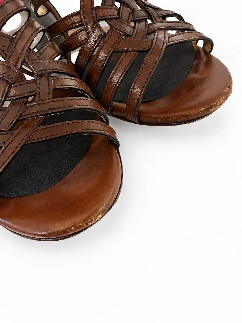 Cole Haan Brown Woven Leather Wedge Mules